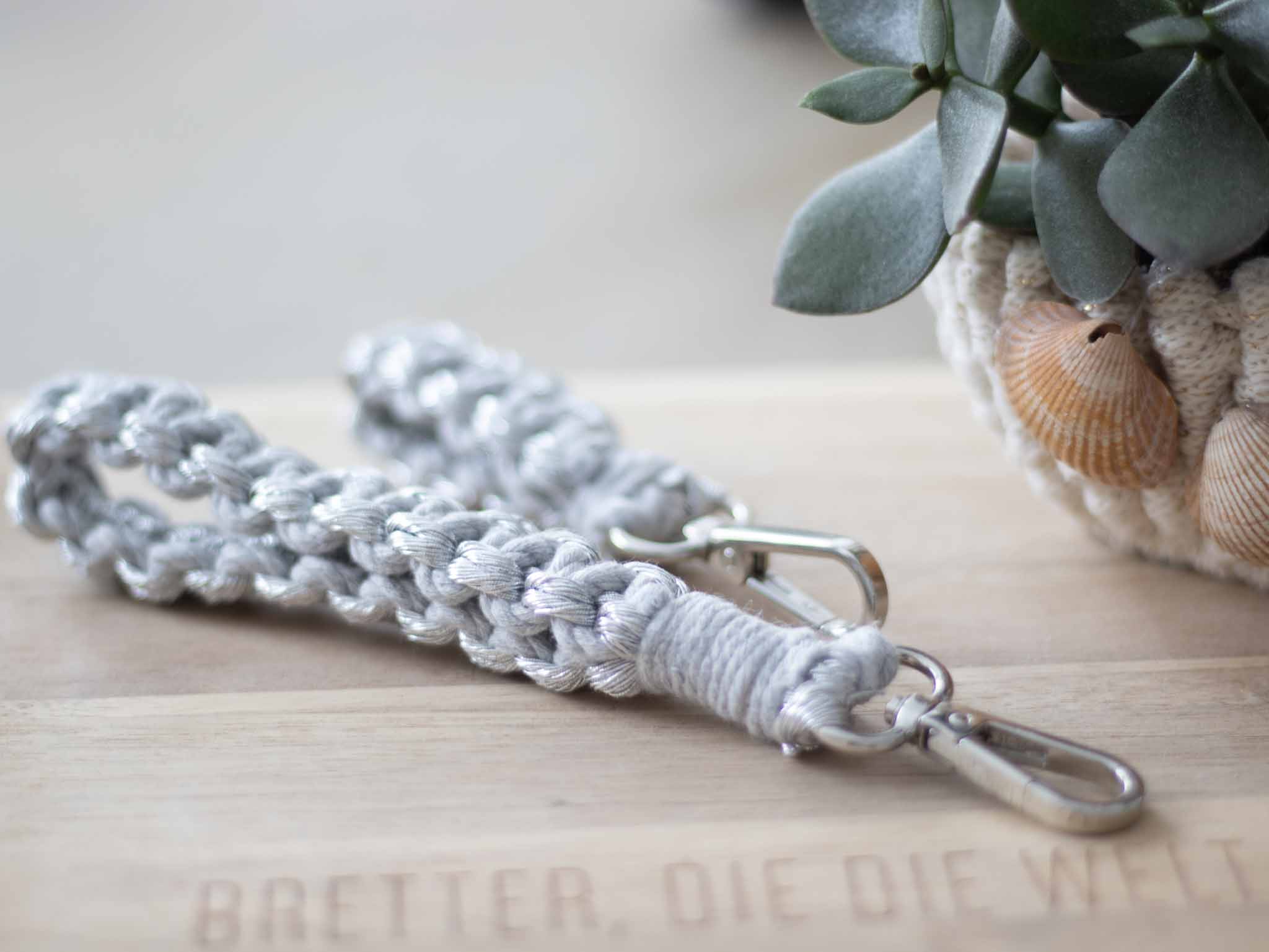Makramee Schlüsselanhänger Handgefertigt – Böhmischer Stil, Beige, Ca. 19 Cm Lang, Baumwolle