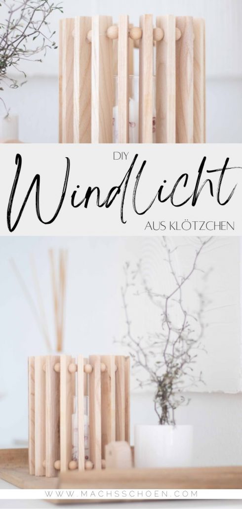 Anleitung für Windlicht aus Holzklötzchen